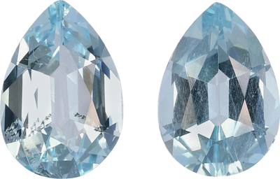 Pear cut aquamarine, 9.53 by 6.67 mm, shown at actual size