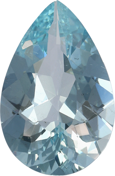 Pear cut aquamarine, 14.87 by 9.64 mm, shown at actual size