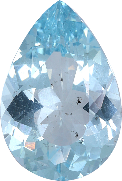 Pear cut aquamarine, 13.91 by 9.5 mm, shown at actual size