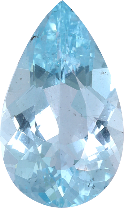 Pear cut aquamarine, 14.44 by 8.62 mm, shown at actual size