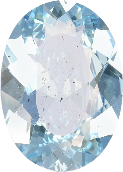 Oval cut aquamarine, 14.24 by 10.16 mm, shown at actual size