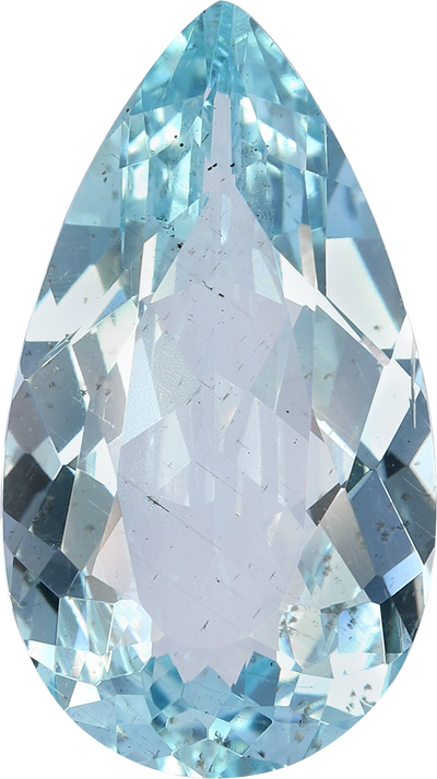 Pear cut aquamarine, 17.84 by 10.05 mm, shown at actual size