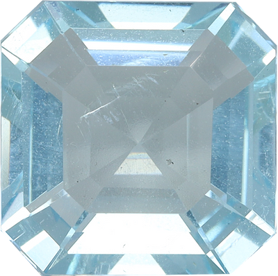 Square cut aquamarine, 9.08 by 9.04 mm, shown at actual size