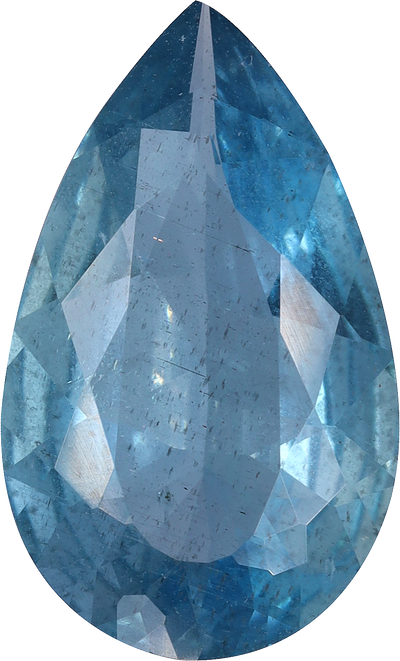Pear cut aquamarine, 13.76 by 8.38 mm, shown at actual size
