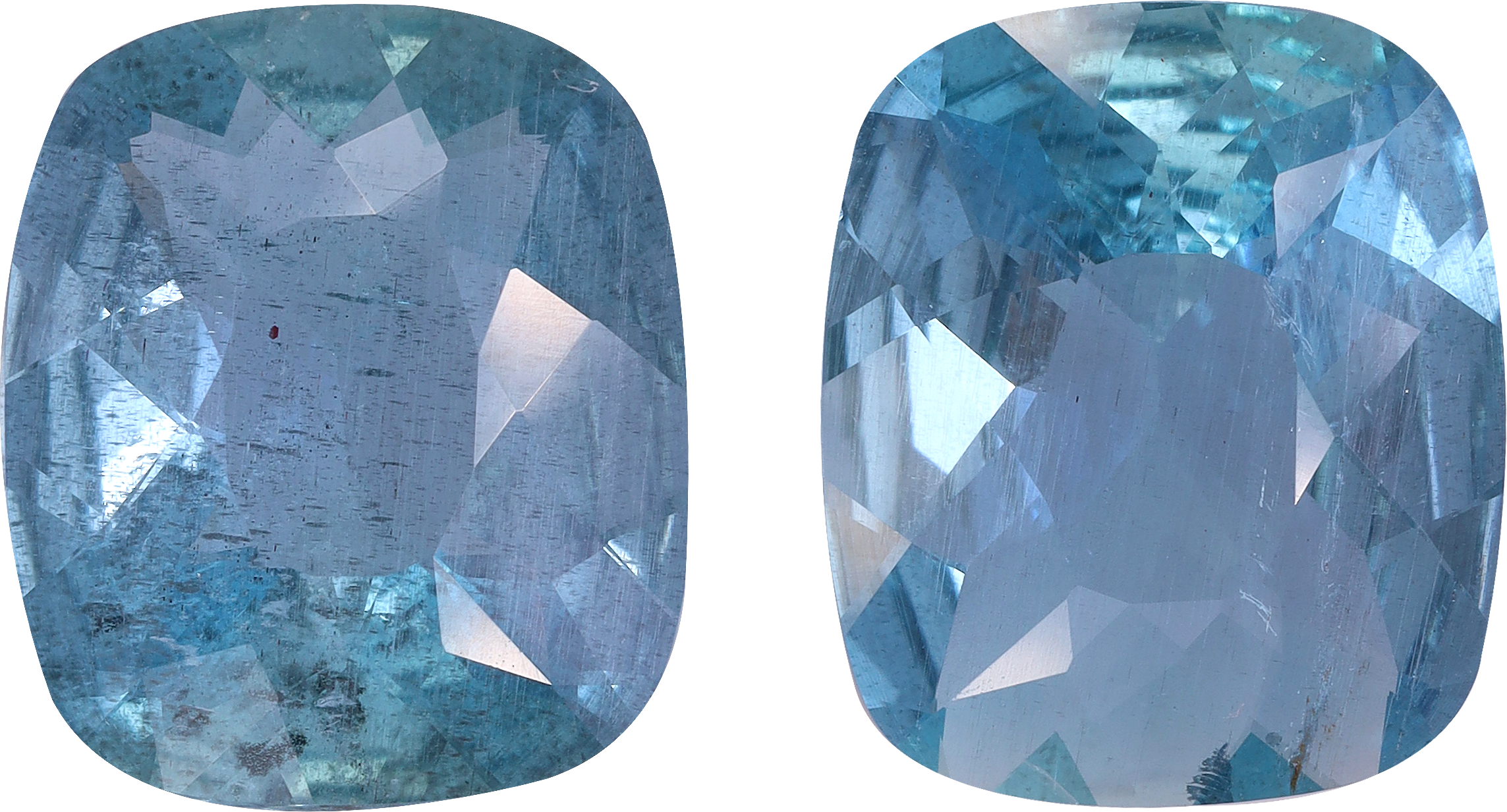 Cushion cut aquamarine, 13.95 by 11.91 mm, shown at actual size