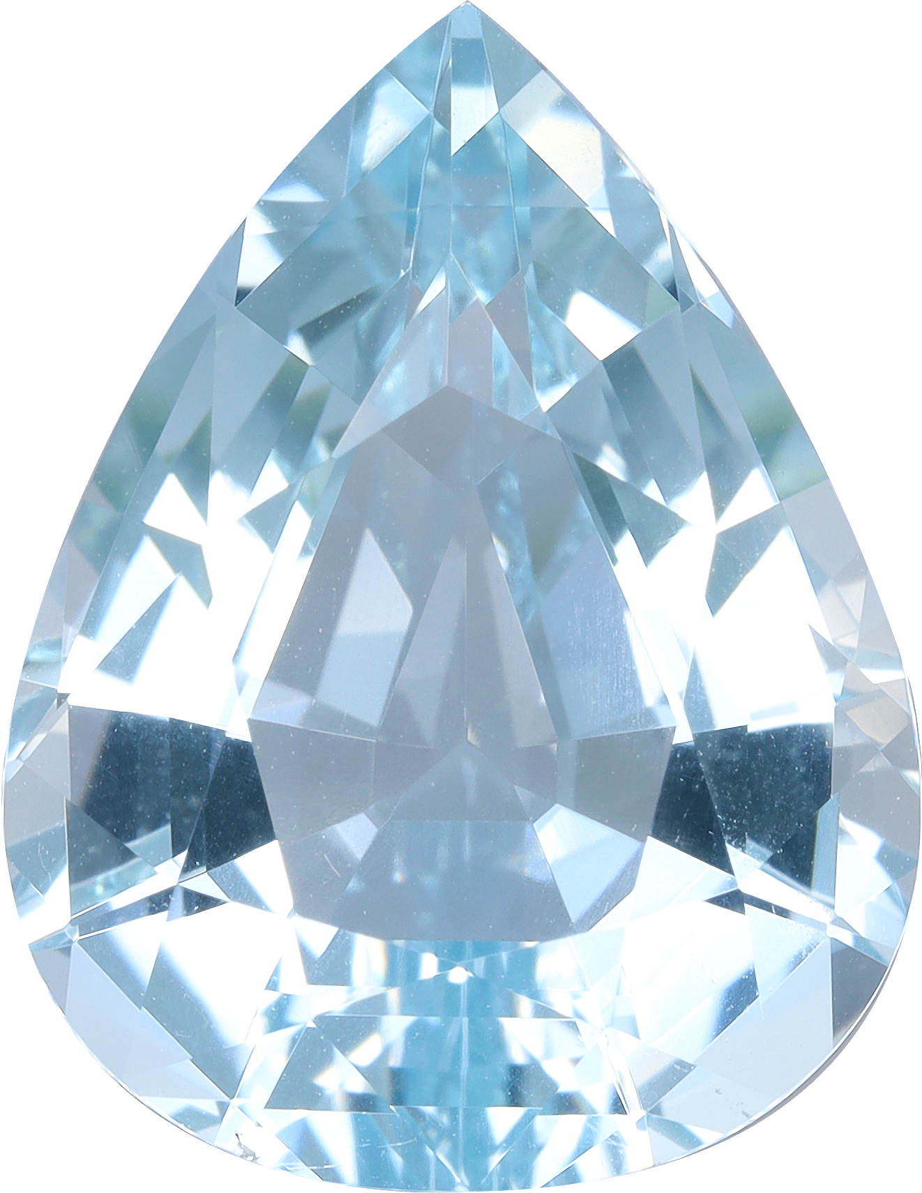Pear cut aquamarine, 16.29 by 12.62 mm, shown at actual size