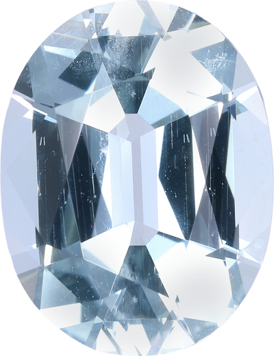 Oval cut aquamarine, 14.9 by 11.44 mm, shown at actual size