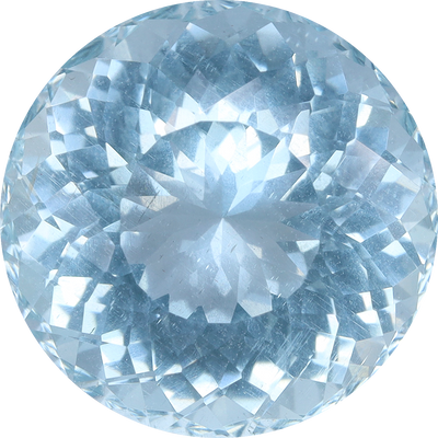 Round cut aquamarine, 12.28 by 12.23 mm, shown at actual size