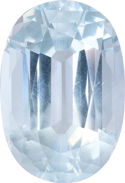 Oval cut aquamarine, 14.06 by 9.54 mm, shown at actual size