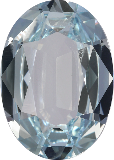 Oval cut aquamarine, 14.24 by 10.12 mm, shown at actual size