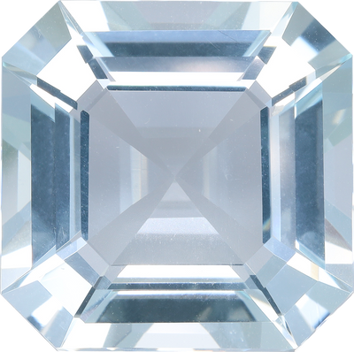 Square cut aquamarine, 17.1 by 17.01 mm, shown at actual size