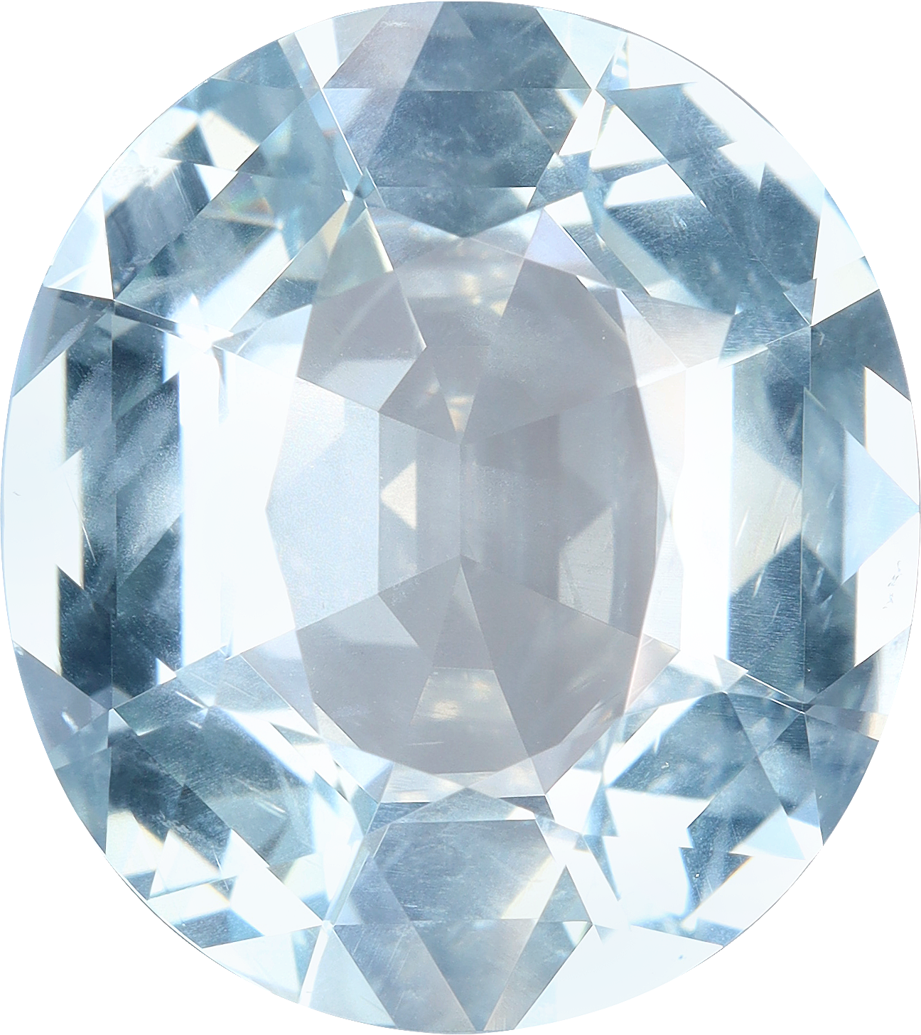 Oval cut aquamarine, 17.05 by 15 mm, shown at actual size