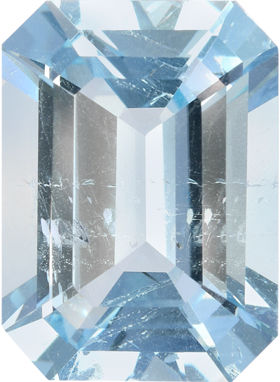 Rectangular cut aquamarine, 16.12 by 11.79 mm, shown at actual size