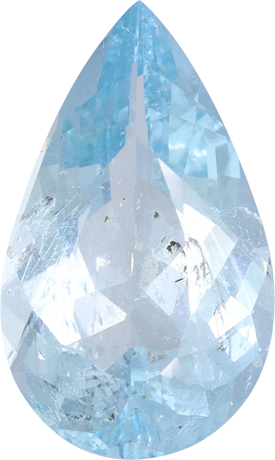 Pear cut aquamarine, 22.95 by 13.73 mm, shown at actual size
