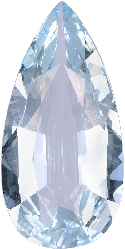 Pear cut aquamarine, 19.94 by 9.95 mm, shown at actual size
