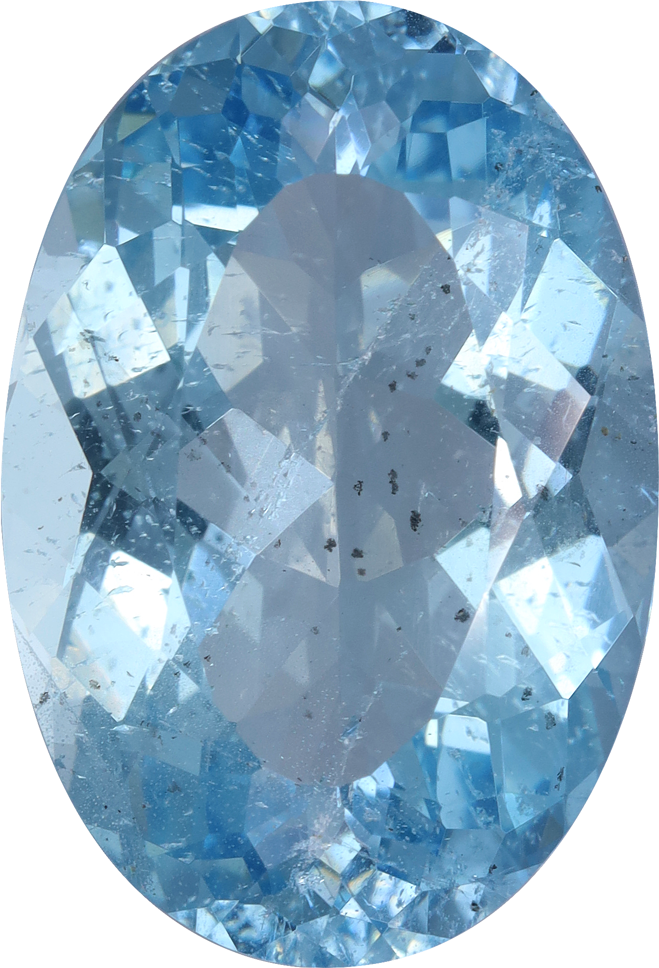 Oval cut aquamarine, 18.98 by 12.98 mm, shown at actual size