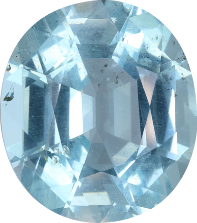 Oval cut aquamarine, 17.24 by 15.16 mm, shown at actual size