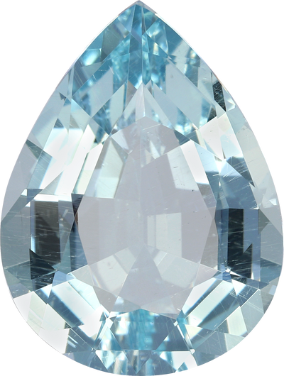 Pear cut aquamarine, 16.39 by 12.37 mm, shown at actual size