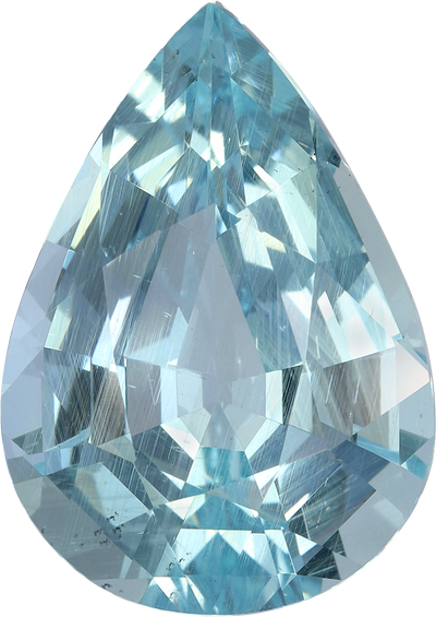 Pear cut aquamarine, 19.06 by 13.54 mm, shown at actual size