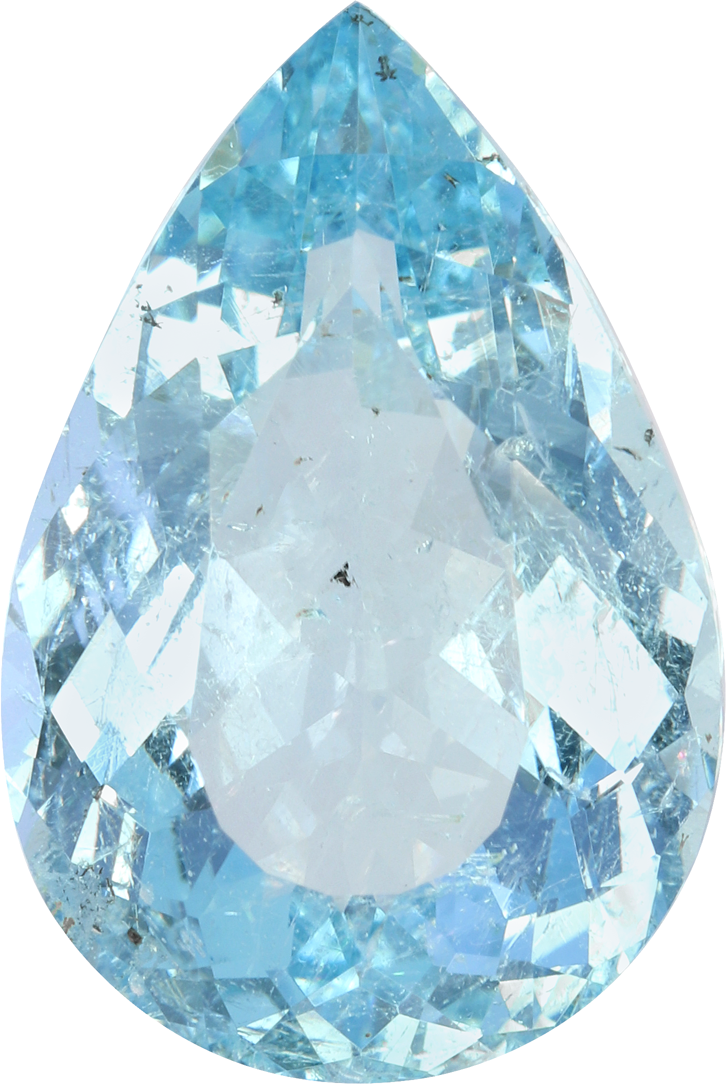 Pear cut aquamarine, 20.19 by 13.47 mm, shown at actual size