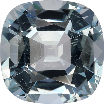 Cushion cut aquamarine, 13.22 by 13.21 mm, shown at actual size