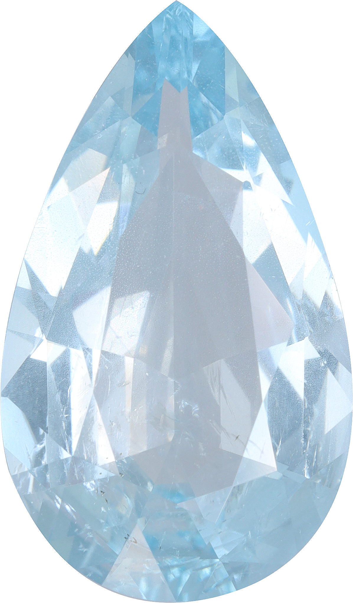 Pear cut aquamarine, 18.97 by 11.18 mm, shown at actual size