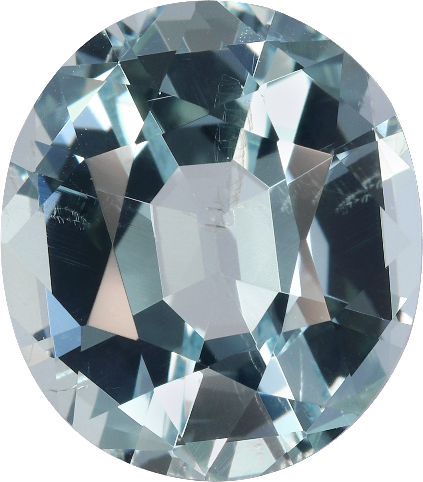 Oval cut aquamarine, 12.5 by 10.97 mm, shown at actual size
