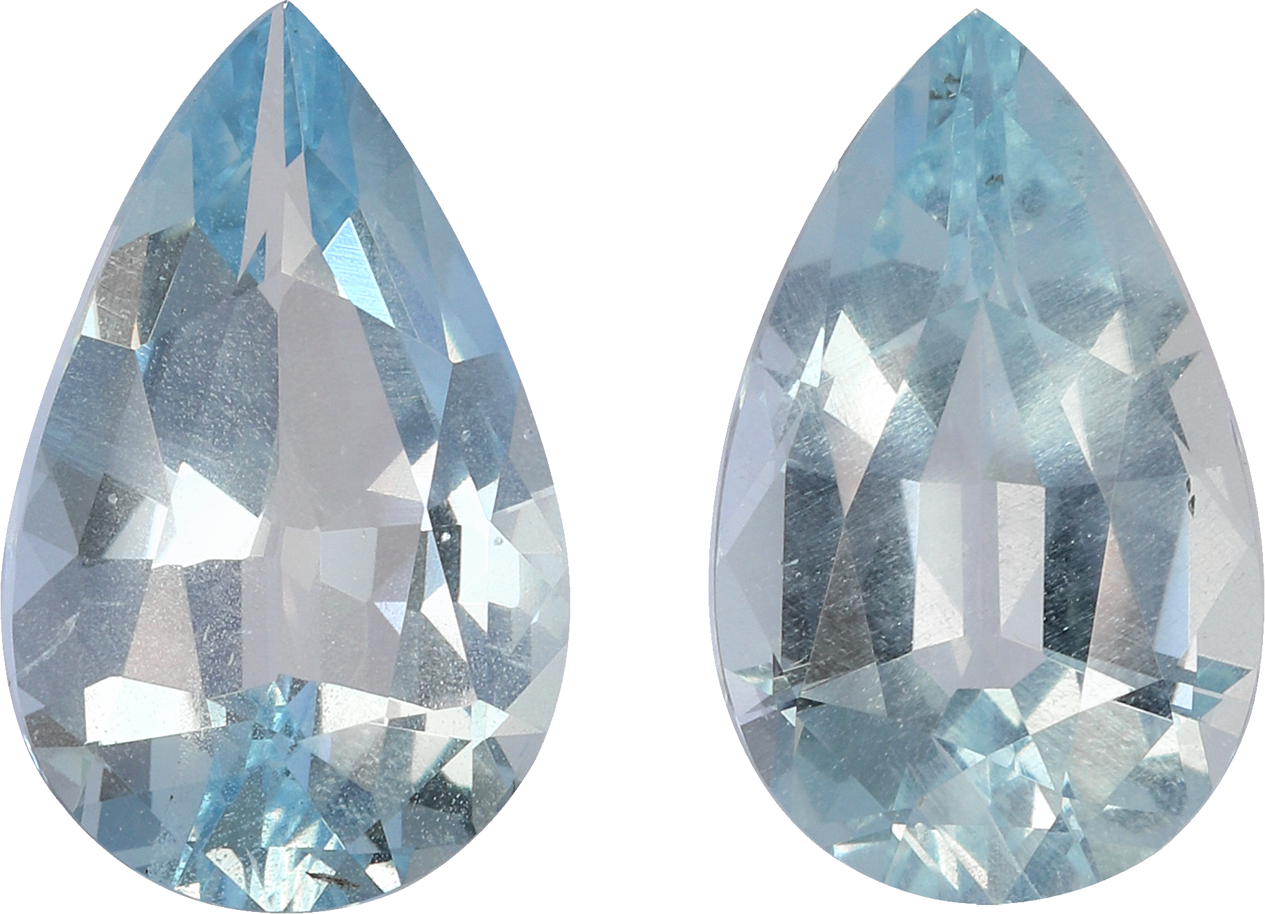 Pear cut aquamarine, 13.59 by 8.3 mm, shown at actual size
