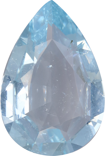 Pear cut aquamarine, 17.78 by 12.07 mm, shown at actual size