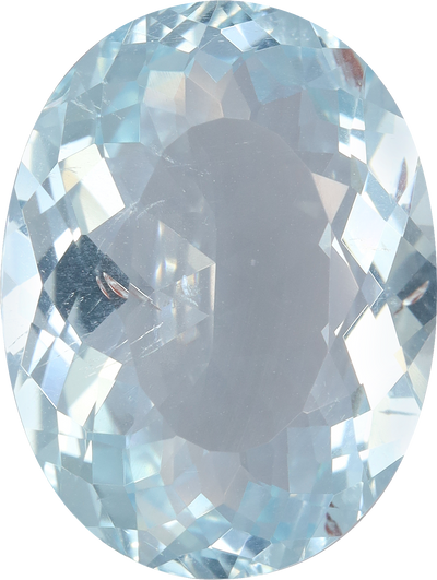 Oval cut aquamarine, 16.05 by 12.14 mm, shown at actual size