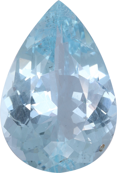 Pear cut aquamarine, 21.5 by 14.62 mm, shown at actual size