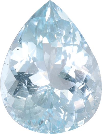 Pear cut aquamarine, 17.7 by 13.45 mm, shown at actual size