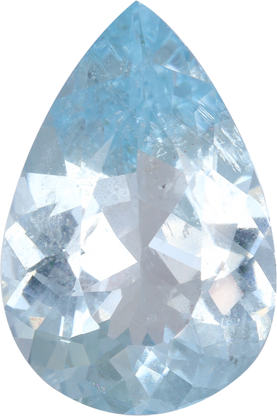 Pear cut aquamarine, 21.29 by 14.29 mm, shown at actual size