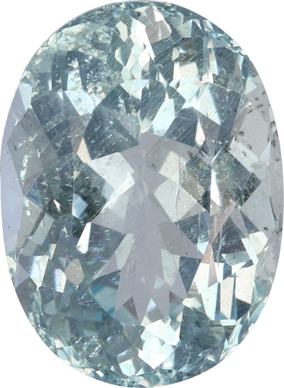 Oval cut aquamarine, 15.97 by 11.74 mm, shown at actual size