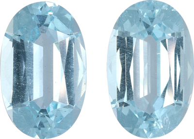 Oval cut aquamarine, 15.44 by 9.72 mm, shown at actual size