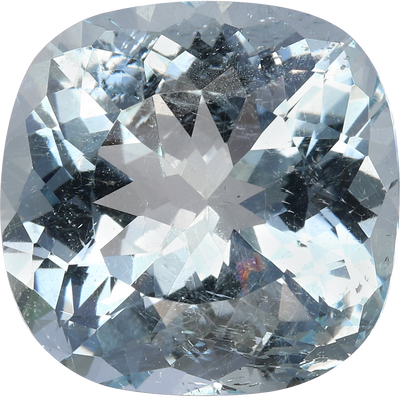 Cushion cut aquamarine, 12.1 by 11.97 mm, shown at actual size