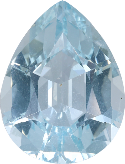 Pear cut aquamarine, 17.07 by 13.02 mm, shown at actual size