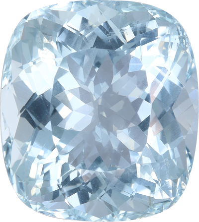 Cushion cut aquamarine, 18.09 by 16.07 mm, shown at actual size