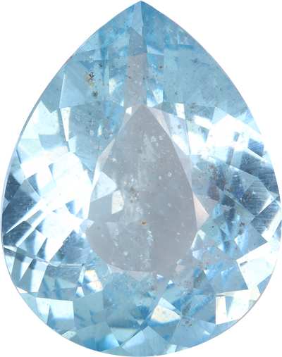 Pear cut aquamarine, 27.65 by 22.04 mm, shown at actual size