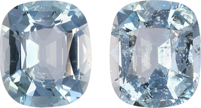 Cushion cut aquamarine, 12.92 by 11.09 mm, shown at actual size