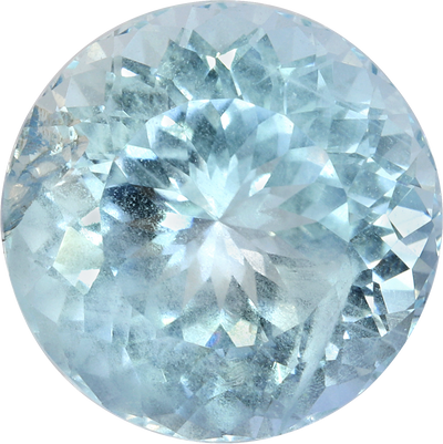 Round cut aquamarine, 10.12 by 10.08 mm, shown at actual size