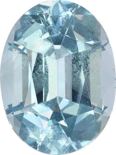 Oval cut aquamarine, 11.98 by 8.94 mm, shown at actual size