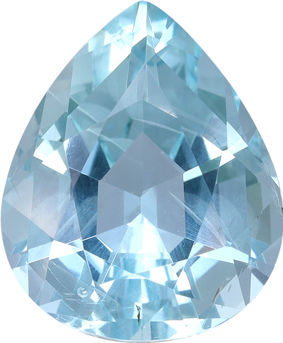 Pear cut aquamarine, 12.08 by 9.99 mm, shown at actual size