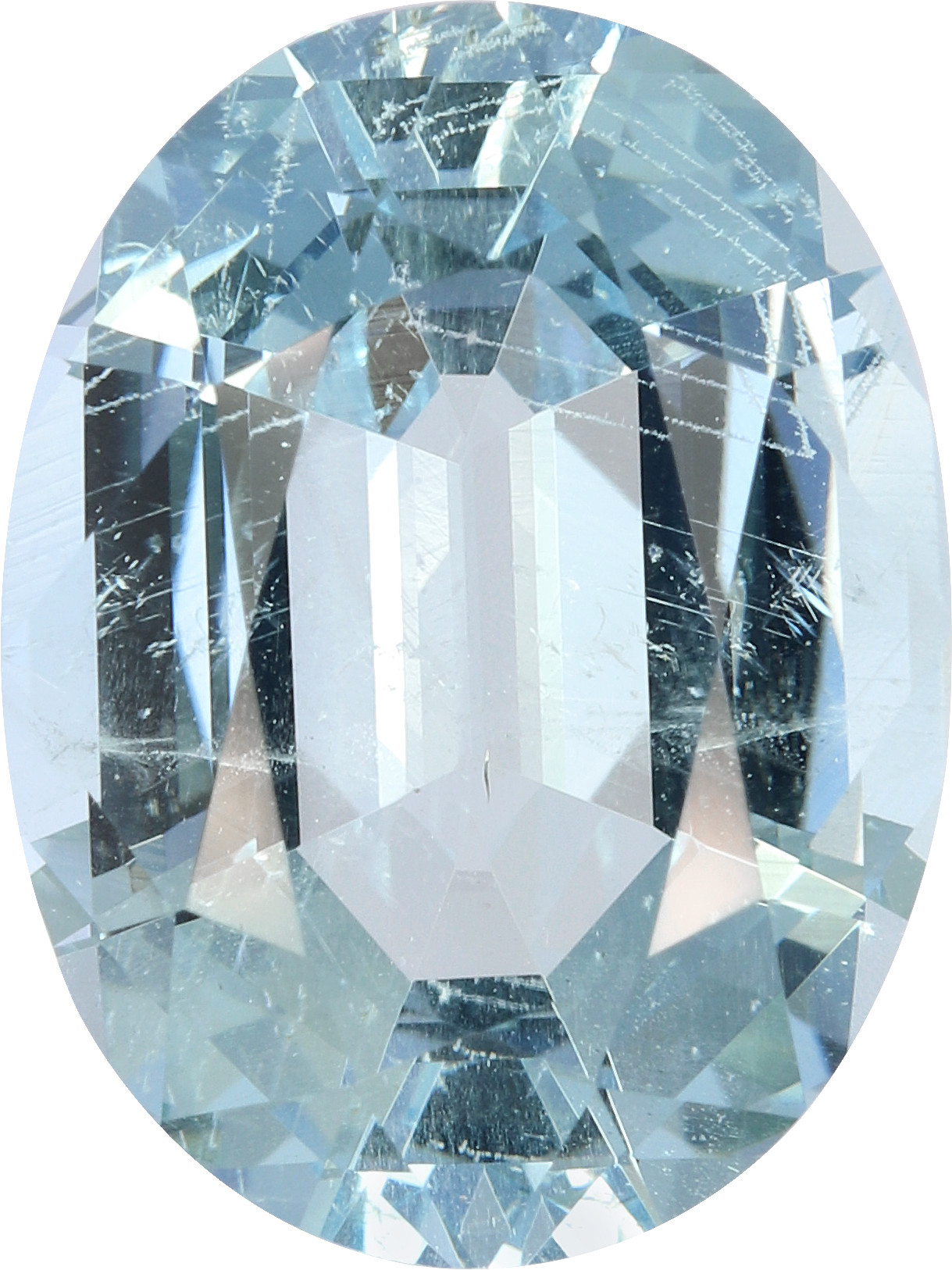 Oval cut aquamarine, 16.02 by 12.12 mm, shown at actual size
