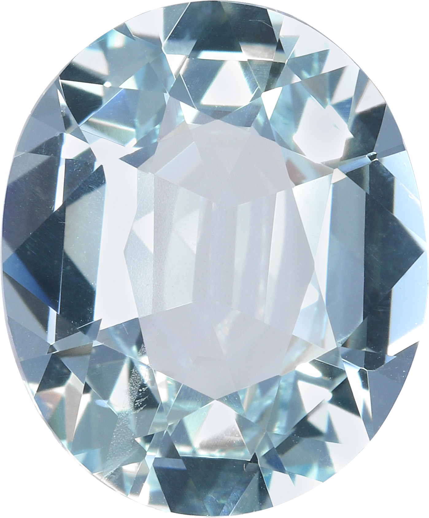 Oval cut aquamarine, 13.58 by 11.25 mm, shown at actual size