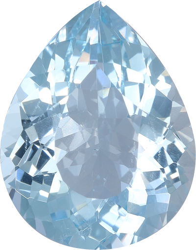 Pear cut aquamarine, 14.74 by 11.58 mm, shown at actual size