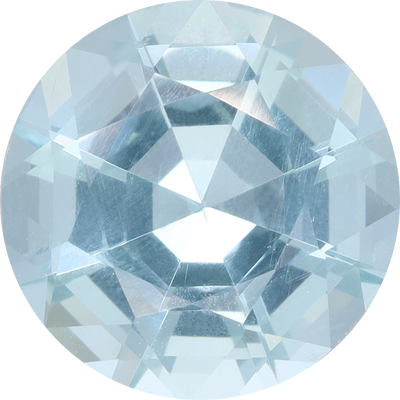 Round cut aquamarine, 9.95 by 9.9 mm, shown at actual size