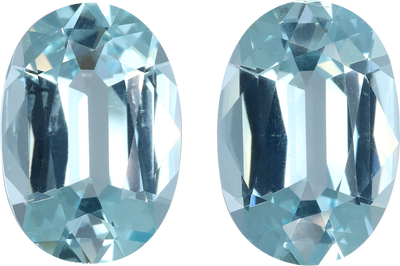 Oval cut aquamarine, 16.11 by 11.13 mm, shown at actual size