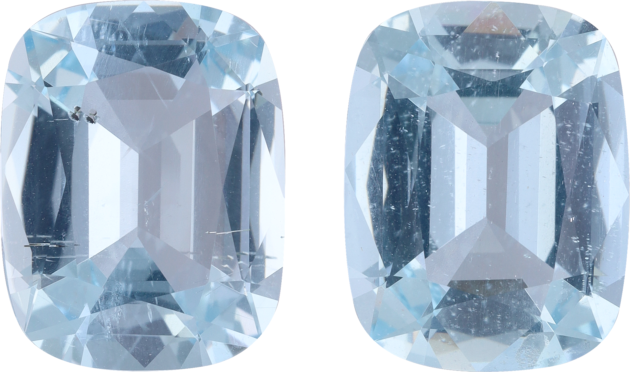 Cushion cut aquamarine, 13.1 by 10.11 mm, shown at actual size