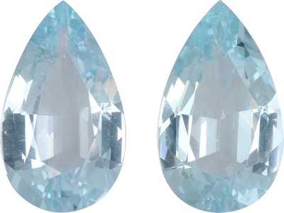 Pear cut aquamarine, 15.27 by 9.19 mm, shown at actual size